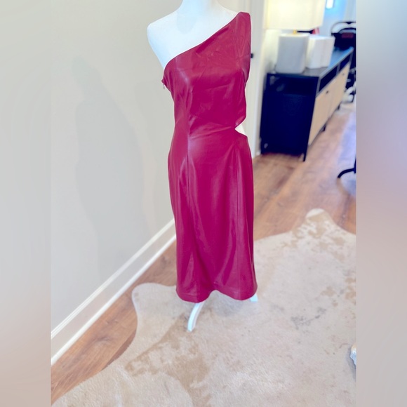 •House of Harlow 1960 •x REVOLVE •Bordeaux Faux Leather •Midi Dress Red •Size:S - Picture 3 of 9